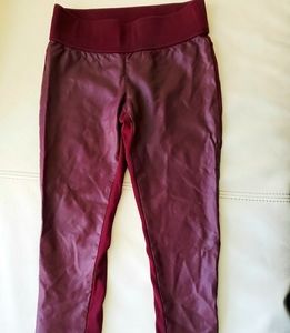 Club Monaco burgundy faux-leather leggings
